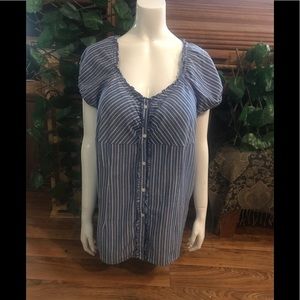 Button down short sleeve size 2X blue &white